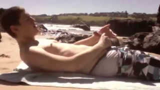 Young Boy caught jerking at the beach, also huge cum