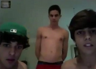 3 Brazilian teen boys wanking on webcam on Skype