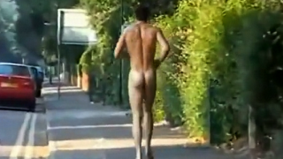 Guy naked on the streets in public