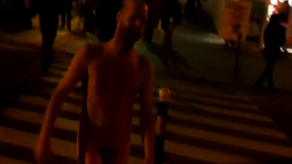 Guy naked on the street in public