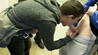 Group of teen boys sucking eachothers cocks in public toilet