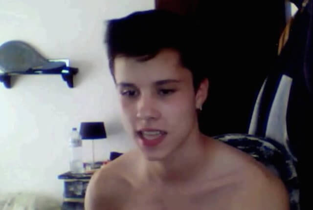 18yo teen boy Carlos cums on Skype