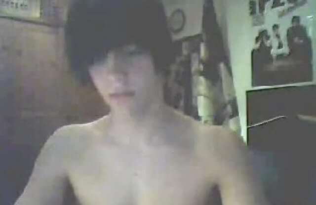 Emo Teen boy wanks and cums on webcam