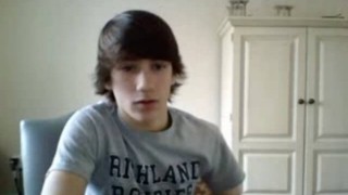 Omegle teen boy strokes cock on webcam