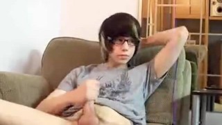 Webcam EMO Teen Boy wanks and cums