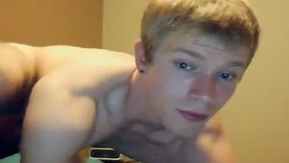 Fit blond british lad working out naked and wanking