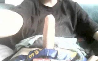 18yo strokes his rock hard dick on webcam