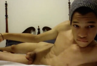 Hot black teen boy jerking & playing with his hole
