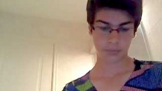 Cute nerd jerking off and showing his hole in bathroom