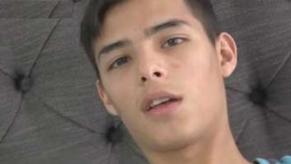 Cute latin twink jerking and cumming in solo video