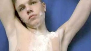 Russian boy shower solo wank