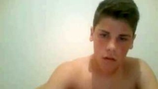 Totally nude Omegle boy jacks off and cums