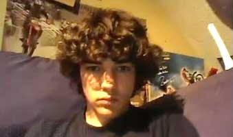 Cute curly hair teen boy strips, jerks off and cums