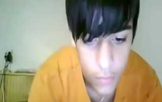 Spanish boy self sucks and cums on webcam